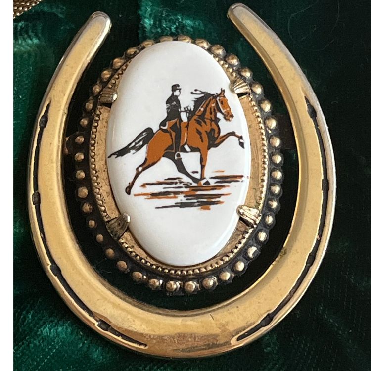 セット】馬 Horse 馬蹄 乗馬 ブローチ＆ブレス 30年代 イギリス 