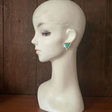 【イヤリング】モザイクオパール　トライアングル　グリーン　80’s USA