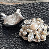 【ピアス】アシンメトリー　超ロング　パール　ビジュ　トライアングル　多連　60’sフランス