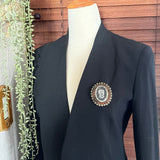 【ブローチ】カメオ　インタリオ　ガラス　透明　パール　アンバー　70’sフランス