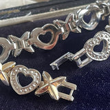 【ブレス】ハート　コンビカラー　エックス　ビジュ　80’sUSA