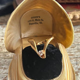 【リング】ツイストV字　一粒ストーン　ゴールド　80’sフランス