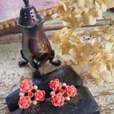 【ピアス】ベークライト　薔薇　ローズ　コーラル　50’s USA