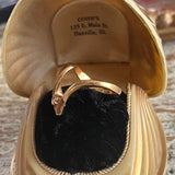 【リング】ツイストV字　一粒ストーン　ゴールド　80’sフランス