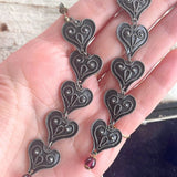 【ピアス】ハート　ロング　ブラック　オリエンタル　80’s仏