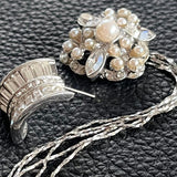 【ピアス】アシンメトリー　超ロング　パール　ビジュ　トライアングル　多連　60’sフランス