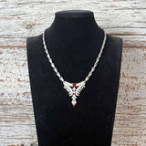 【ネックレス】ORA クリスタル　シャムレッド　アールデコ　60’s USA