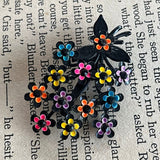 【セット】ブラック×マルチカラー　ブローチ＆イヤリング　花　ブーケ　60年代イギリス