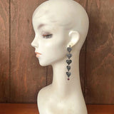 【ピアス】ハート　ロング　ブラック　オリエンタル　80’s仏