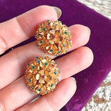 【イヤリング】ブーケ　花　カラービジュ　80'sフランス