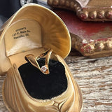 【リング】ツイストV字　一粒ストーン　ゴールド　80’sフランス