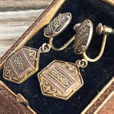 【イヤリング】ダマスキナード　象嵌細工　トレド　ヘキサゴン　70’sスペイン