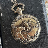 【ネックレス】懐中時計　collezio  3頭の馬　horse 80’sUSA