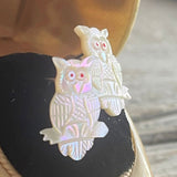 【ピアス】フクロウ　ミミズク　owl マザーオブパール　60’sイギリス