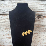 【ブローチ】3頭の馬　シャビーゴールド　真鍮　50’sイギリス