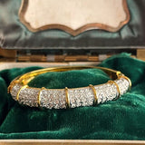 【バングル】クリスタル×ゴールド　22KGP刻印　ラグジュアリー　80'sフランス