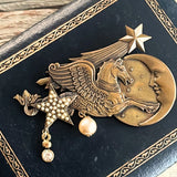 【ブローチ】ペガサス　月　星　ギリシャ神話　50'sイギリス　