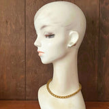 【セット】デザインチェーン　マットゴールド　シンプル　ネックレス＆ブレス　70’Sフランス