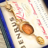 【ネックレス】goldette ゴルデット　アンバーガラス　エンジェル　スライドネックレス　60'sUSA