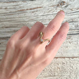 【リング】ツイストV字　一粒ストーン　ゴールド　80’sフランス