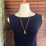 【ネックレス】３つの花　ミニパール　スカラップチェーン　ロング　80’sフランス