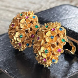 【イヤリング】ブーケ　花　カラービジュ　80'sフランス