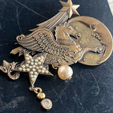 【ブローチ】ペガサス　月　星　ギリシャ神話　50'sイギリス　