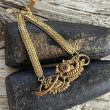 【ブレス】蔦と花　アールヌーボー　真鍮　60’sイギリス