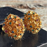 【イヤリング】ブーケ　花　カラービジュ　80'sフランス