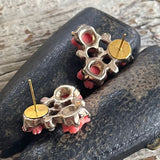 【ピアス】ベークライト　薔薇　ローズ　コーラル　50’s USA