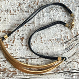 【ネックレス】Monet モネ　ブラックコード　クレッセント　90'sUSA