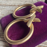 【ピアス】Xサークル！大振り　マットゴールド　70’sフランス