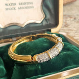 【バングル】クリスタル×ゴールド　22KGP刻印　ラグジュアリー　80'sフランス