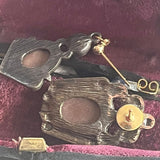 【ピアス】アシンメトリー　カメオ×アンバー　リメイク　70’sフランス