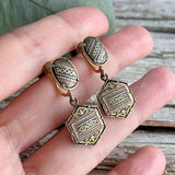 【イヤリング】ダマスキナード　象嵌細工　トレド　ヘキサゴン　70’sスペイン