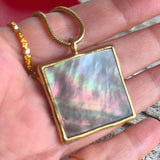 【ネックレス】ブラックマザーオブパール　黒蝶貝　ロング　80’sフランス