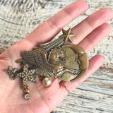 【ブローチ】ペガサス　月　星　ギリシャ神話　50'sイギリス　