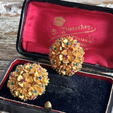 【イヤリング】ブーケ　花　カラービジュ　80'sフランス