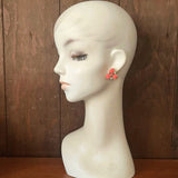 【ピアス】ベークライト　薔薇　ローズ　コーラル　50’s USA