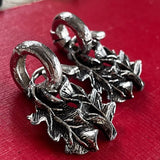 【イヤリング】リーフ　シャビー　フープ　大振り　60’sフランス