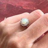 【リング】opal　オパール　925 silver 花　80'sUSA