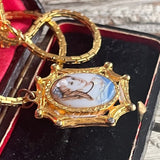 【ネックレス】ブルードレスを着た少女　絵画　アート　フレーム　70’s USA