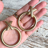 【ピアス】Xサークル！大振り　マットゴールド　70’sフランス