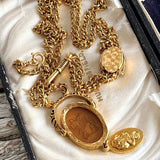 【ネックレス】goldette ゴルデット　アンバーガラス　エンジェル　スライドネックレス　60'sUSA