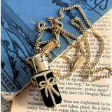 【ネックレス】香水瓶　パフュームボトル　リボン　ブラック　60’sフランス