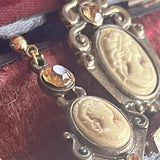 【ピアス】アシンメトリー　カメオ×アンバー　リメイク　70’sフランス