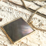 【ネックレス】ブラックマザーオブパール　黒蝶貝　ロング　80’sフランス