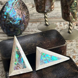 【イヤリング】アバロンシェル　トライアングル　逆三角形　ホワイト　70’s USA