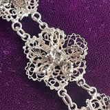 【ブレス】フィリグリー　花　立体フラワー　60’sイギリス