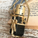 【ネックレス】香水瓶　パフュームボトル　リボン　ブラック　60’sフランス